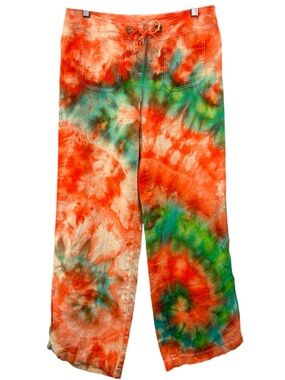 INC 100% Linen Tie Dye Wide Leg Pants Size 6P